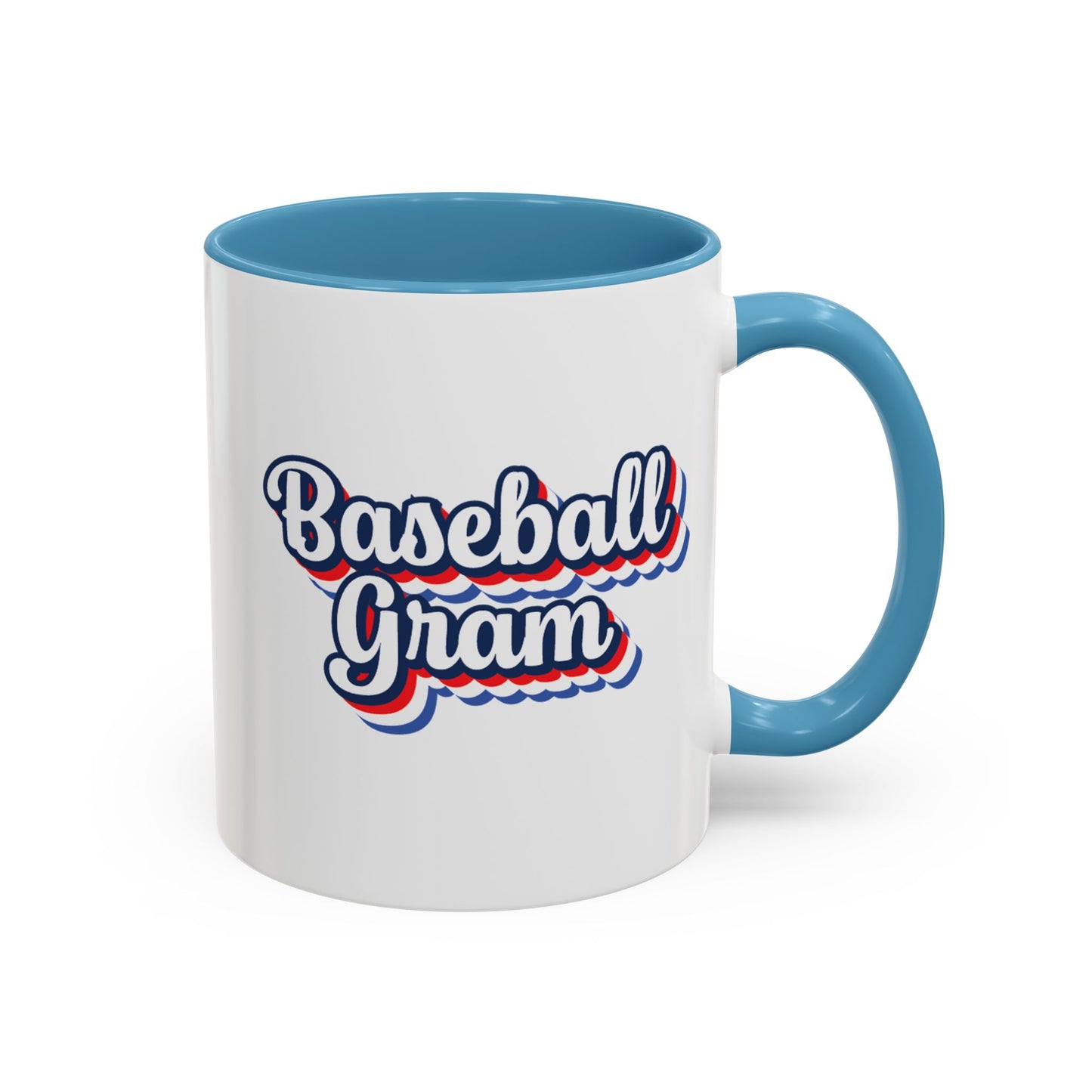 Baseball Gram Mug – Retro Script Design, Red or Blue Interior, 11oz & 15 oz Ceramic