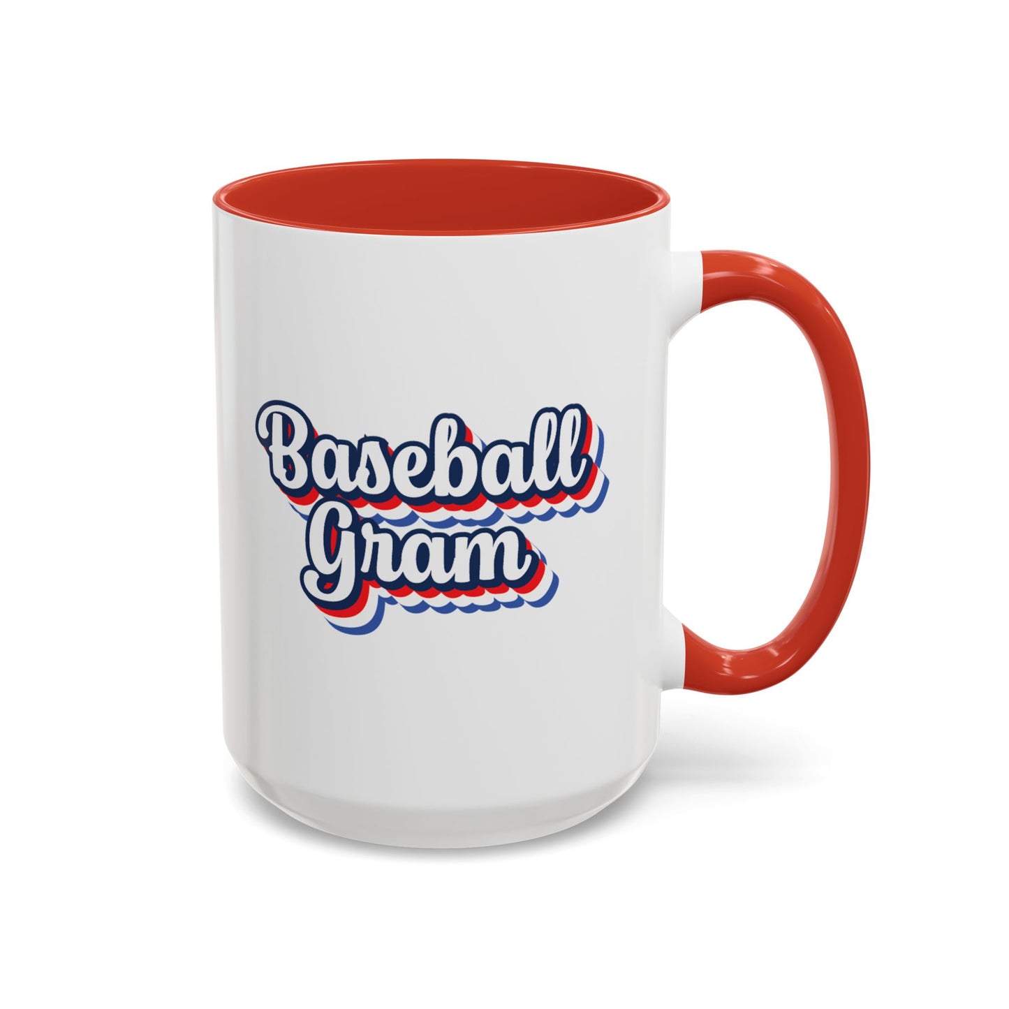 Baseball Gram Mug – Retro Script Design, Red or Blue Interior, 11oz & 15 oz Ceramic
