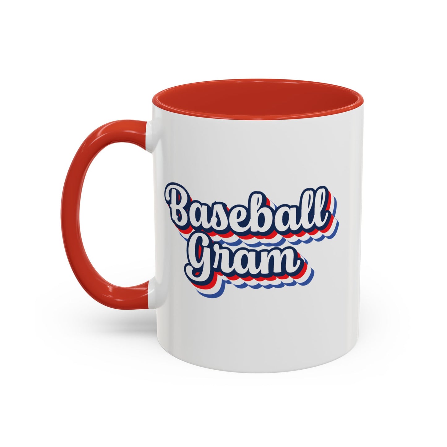 Baseball Gram Mug – Retro Script Design, Red or Blue Interior, 11oz & 15 oz Ceramic