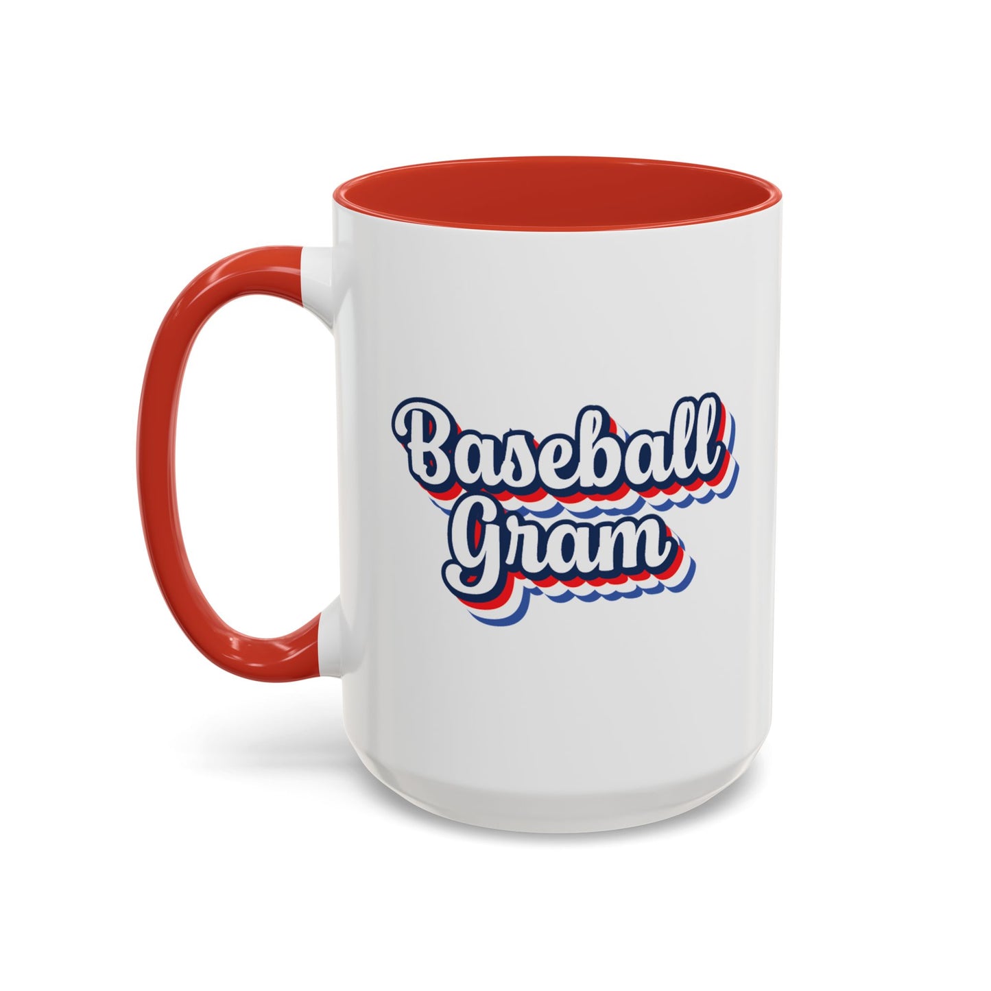 Baseball Gram Mug – Retro Script Design, Red or Blue Interior, 11oz & 15 oz Ceramic