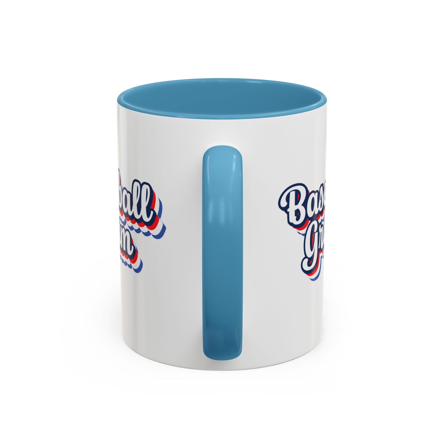 Baseball Gram Mug – Retro Script Design, Red or Blue Interior, 11oz & 15 oz Ceramic