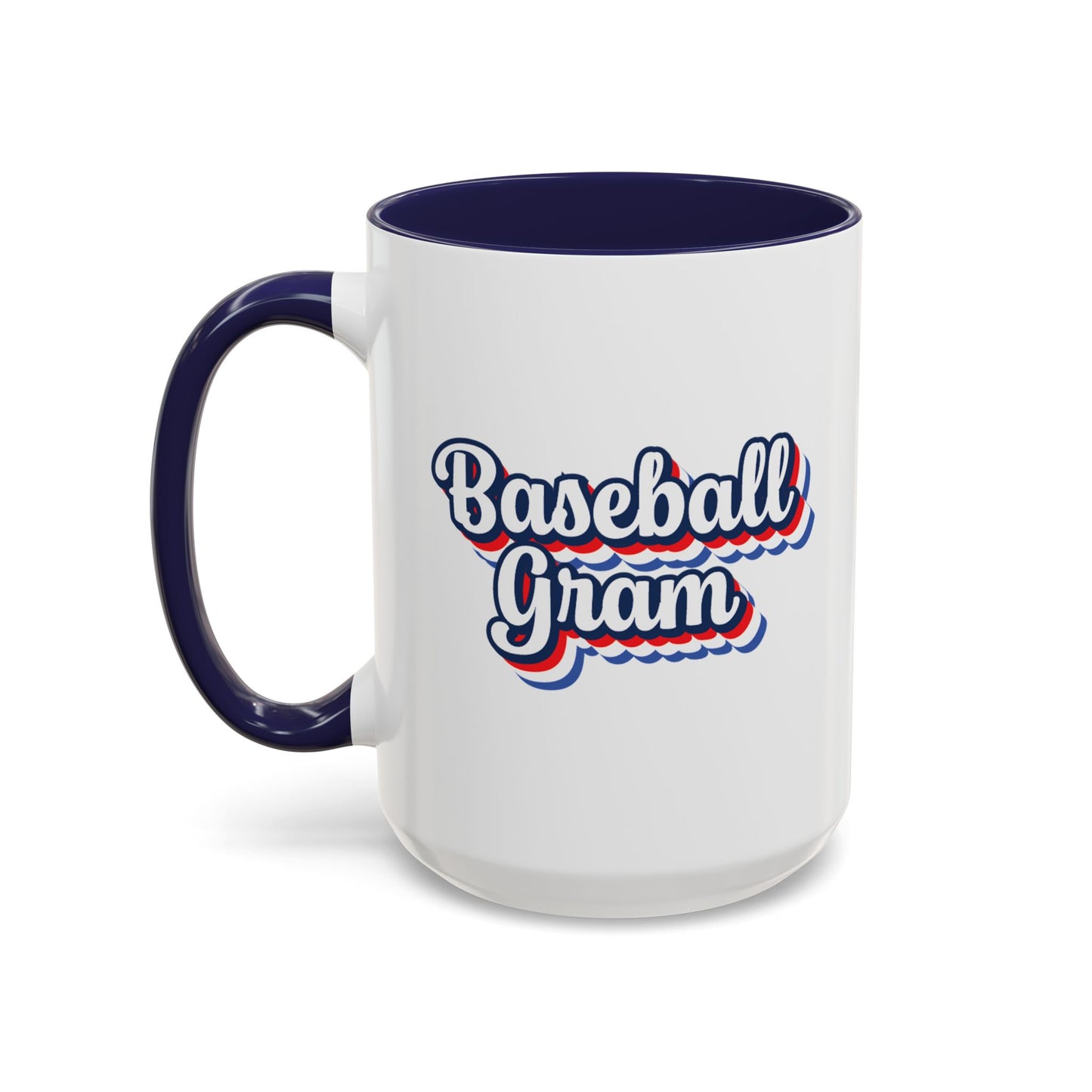 Baseball Gram Mug – Retro Script Design, Red or Blue Interior, 11oz & 15 oz Ceramic