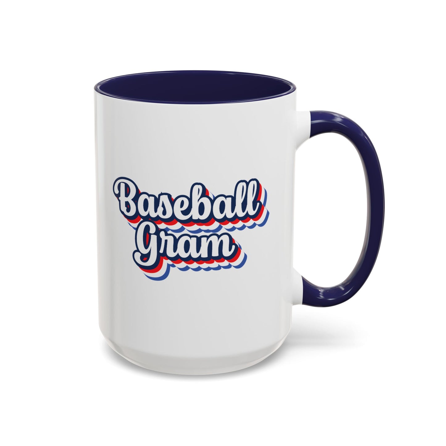 Baseball Gram Mug – Retro Script Design, Red or Blue Interior, 11oz & 15 oz Ceramic