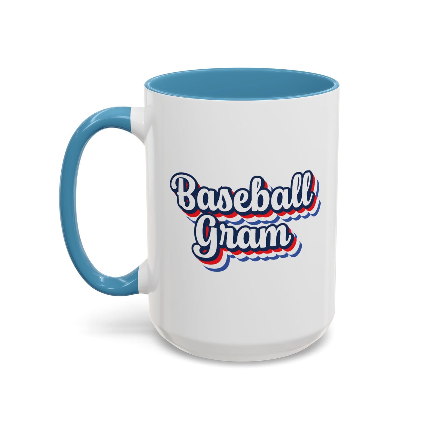 Baseball Gram Mug – Retro Script Design, Red or Blue Interior, 11oz & 15 oz Ceramic