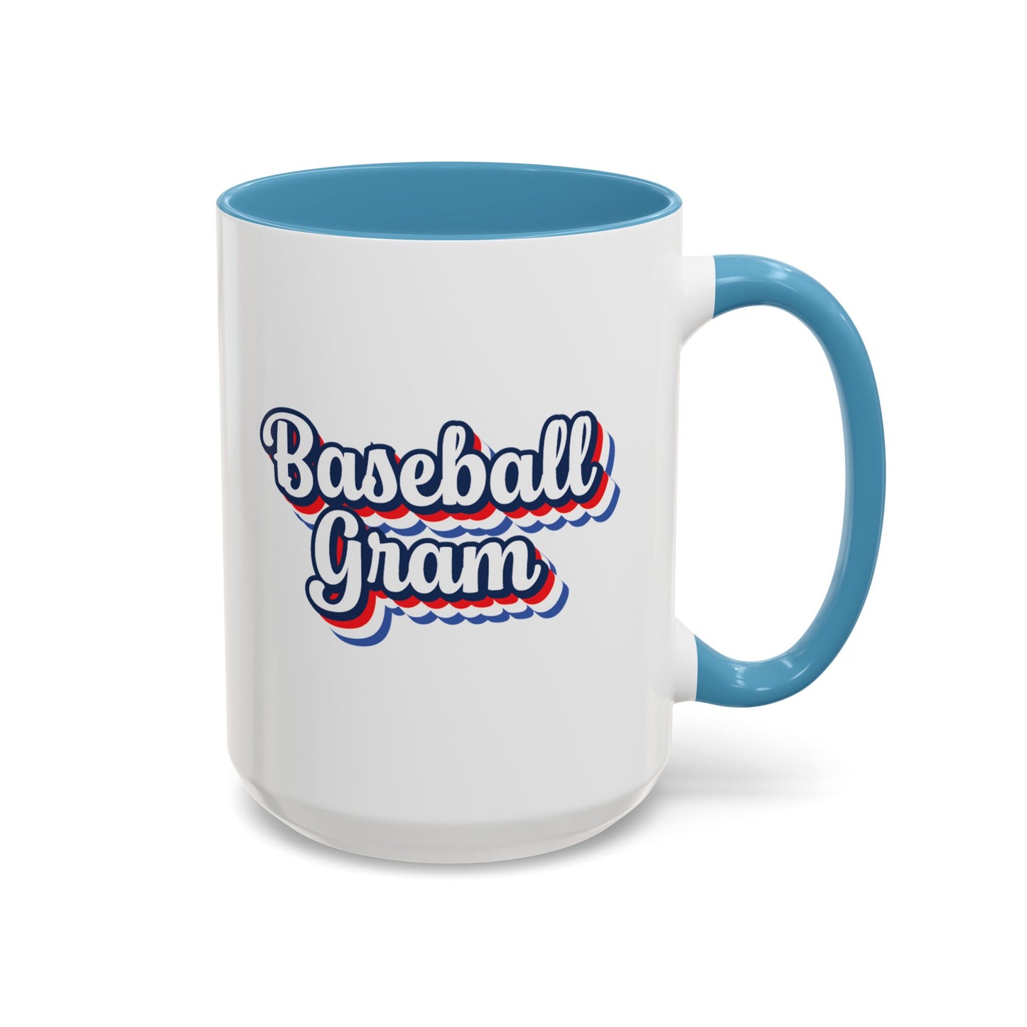 Baseball Gram Mug – Retro Script Design, Red or Blue Interior, 11oz & 15 oz Ceramic