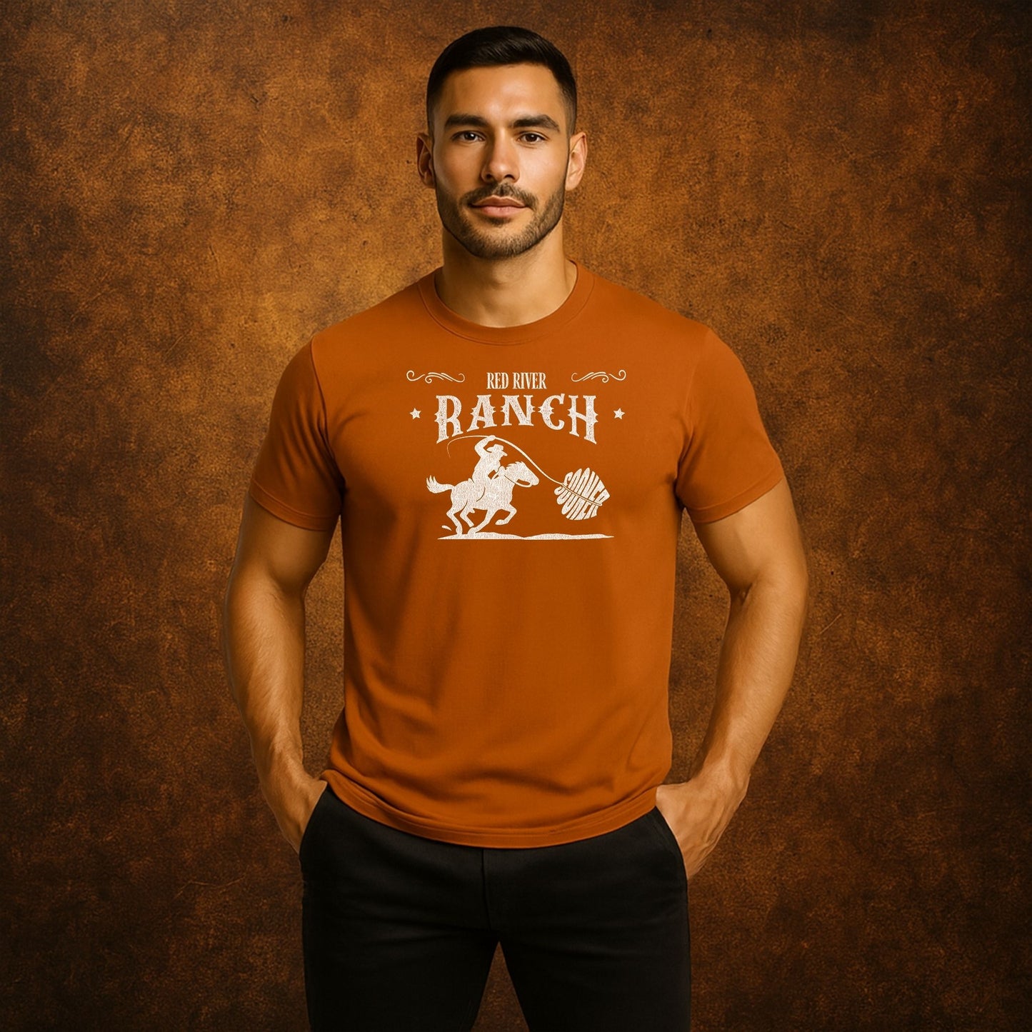 Vintage Inspired Texas Red River Ranch Tee – Burnt Orange Rivalry Gear