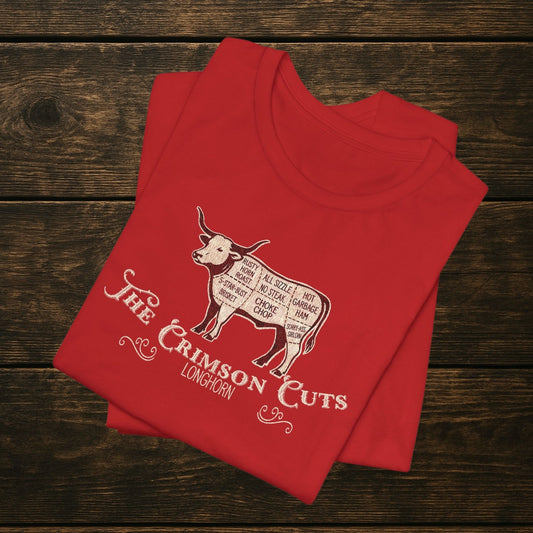 Vintage Inspired Oklahoma Crimson Cuts Butcher Illustration Tee
