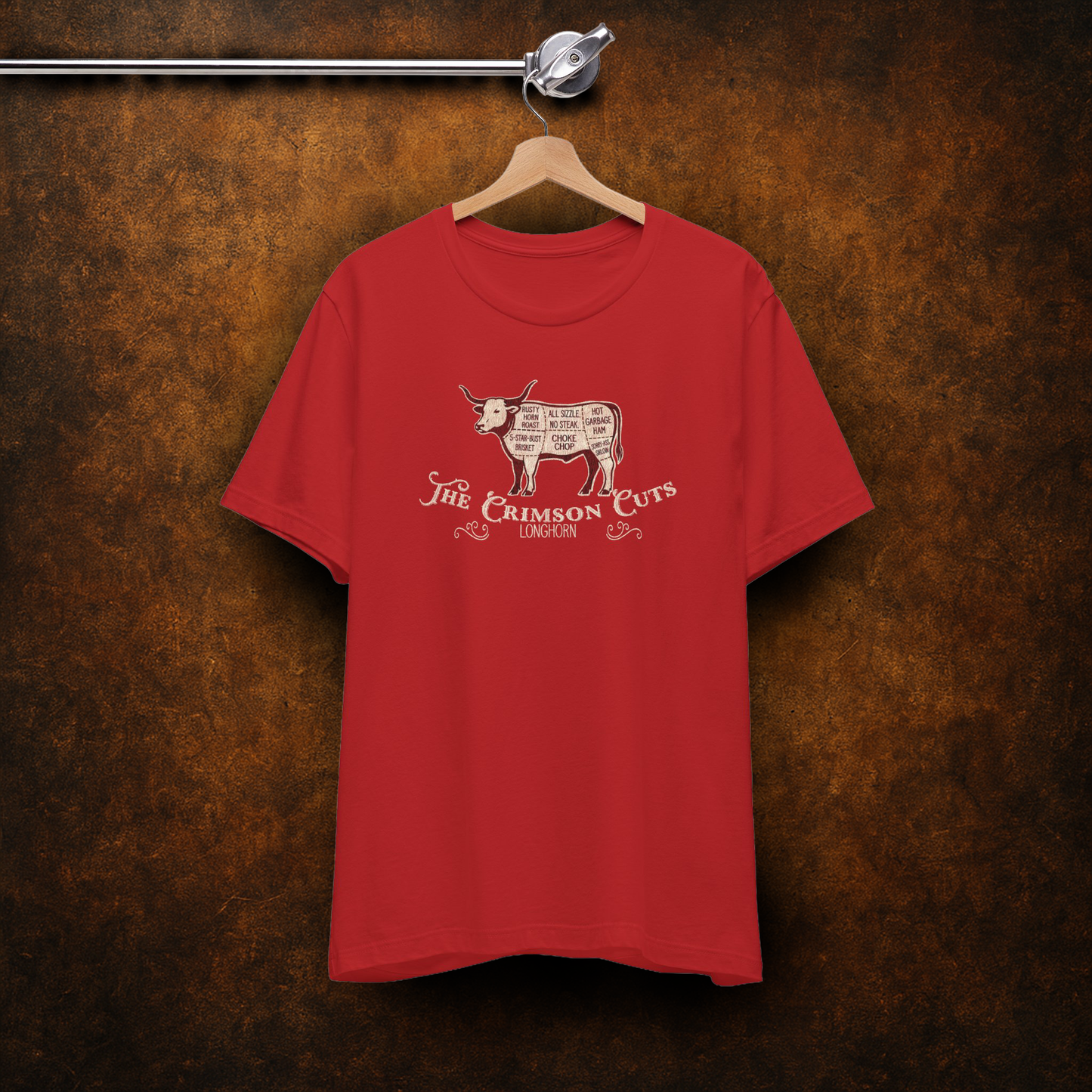 Vintage Inspired Oklahoma Crimson Cuts Butcher Illustration Tee