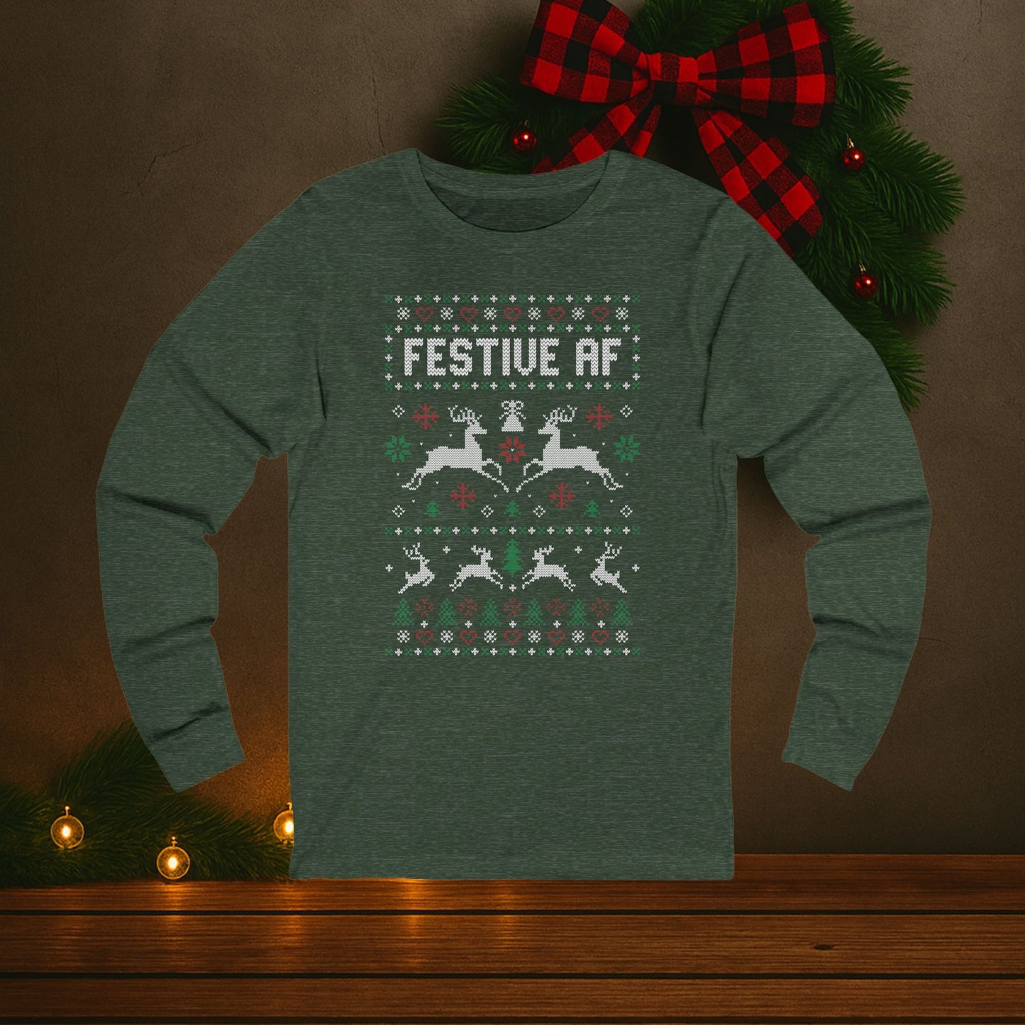 Festive AF Ugly Christmas Sweater Tee