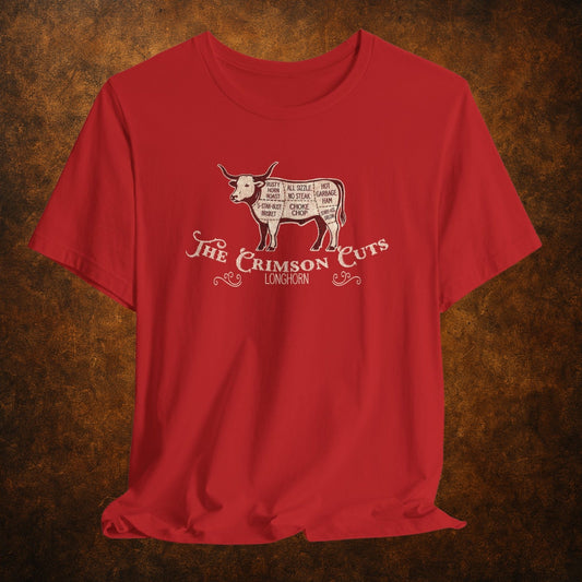 Vintage Inspired Oklahoma Crimson Cuts Butcher Illustration Tee