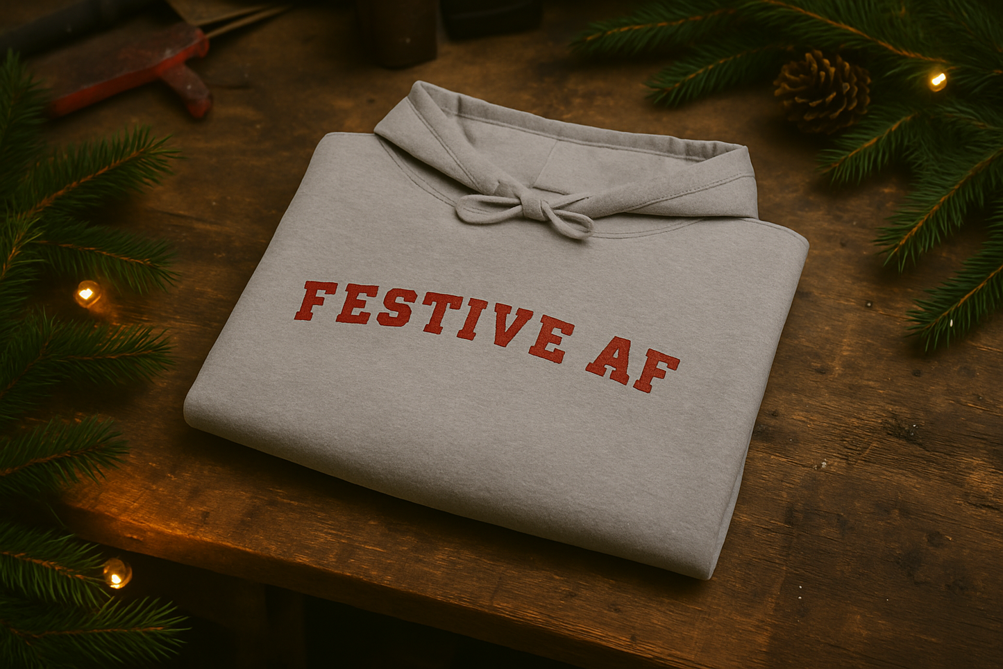 Festive AF – Sport Grey Holiday Hoodie