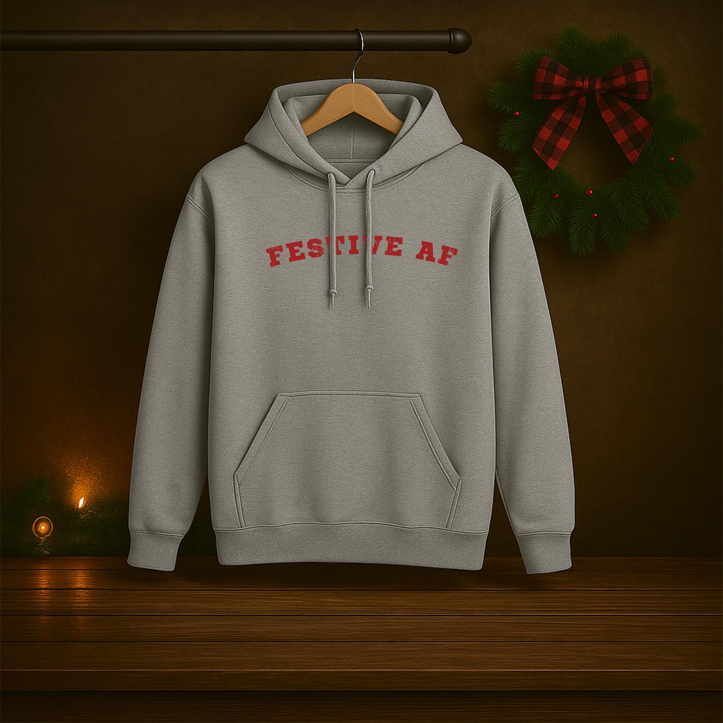 Festive AF – Sport Grey Holiday Hoodie