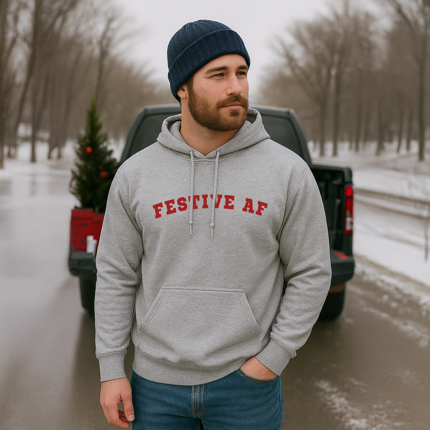 Festive AF – Sport Grey Holiday Hoodie