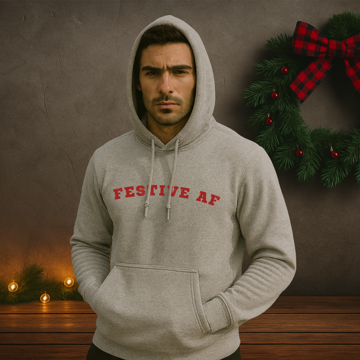 Festive AF – Sport Grey Holiday Hoodie