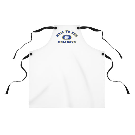 Hail to the Holidays Pitt Fan Apron – Festive Blue & Gold Holiday Cooking Gear