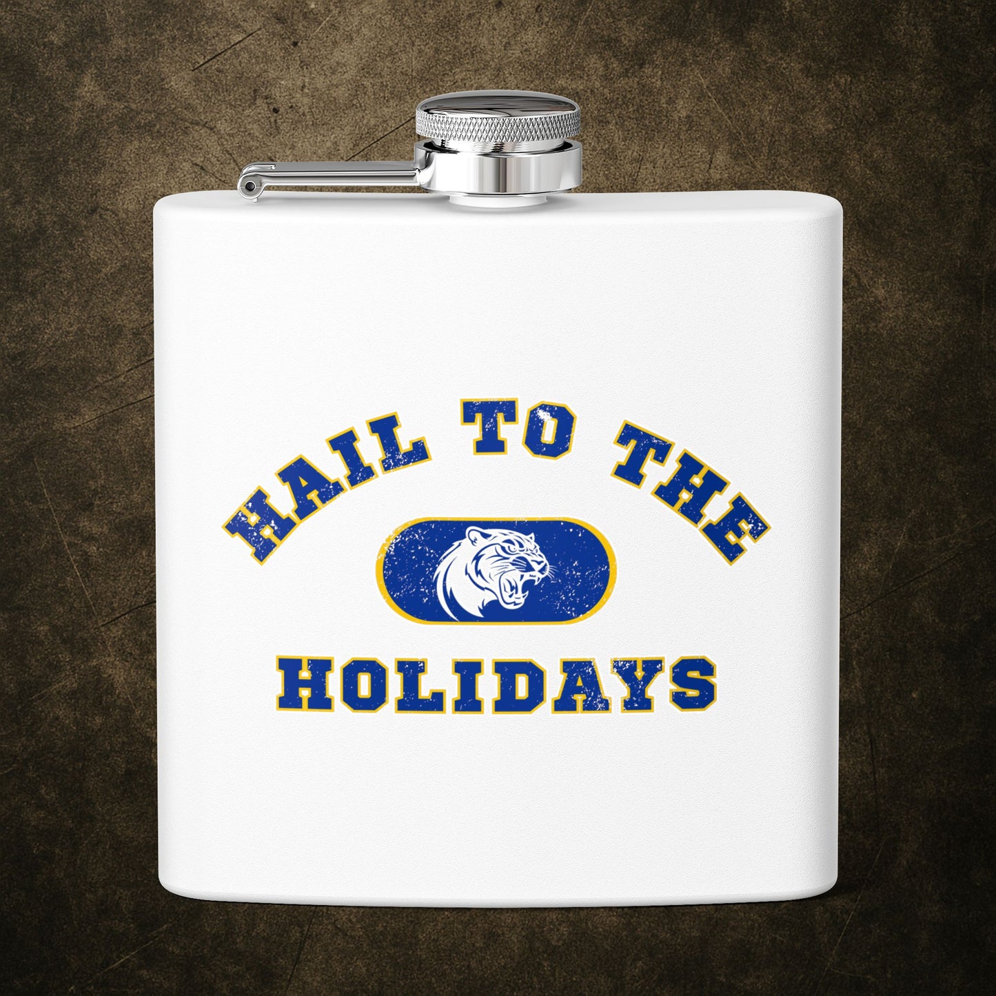 Hail to the Holidays™ Pitt Fan Hip Flask – Blue & Gold Holiday Edition