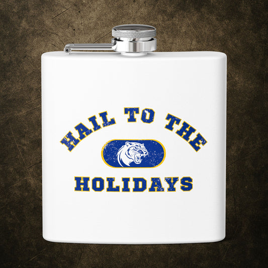 Hail to the Holidays™ Pitt Fan Hip Flask – Blue & Gold Holiday Edition